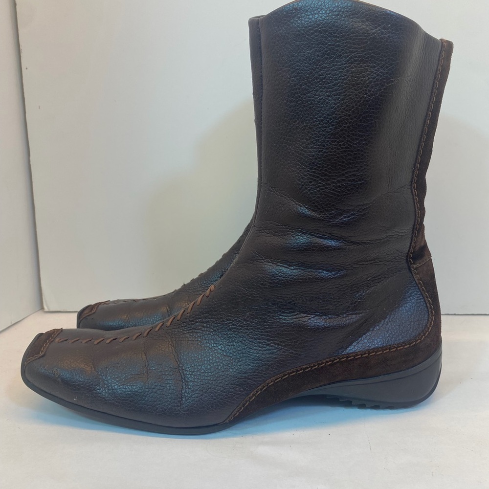 Elegant Brown Leather Women's Square Toe Boots Size 10 - Picture 2 of 12